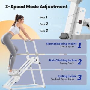 Foldable Stair Stepper for Home Gym Exercise, Vertical Stair Climber Exercise Machine with Adjustable Handlebar & Pedals, Compact Full Body Cardio Workout Equipment
