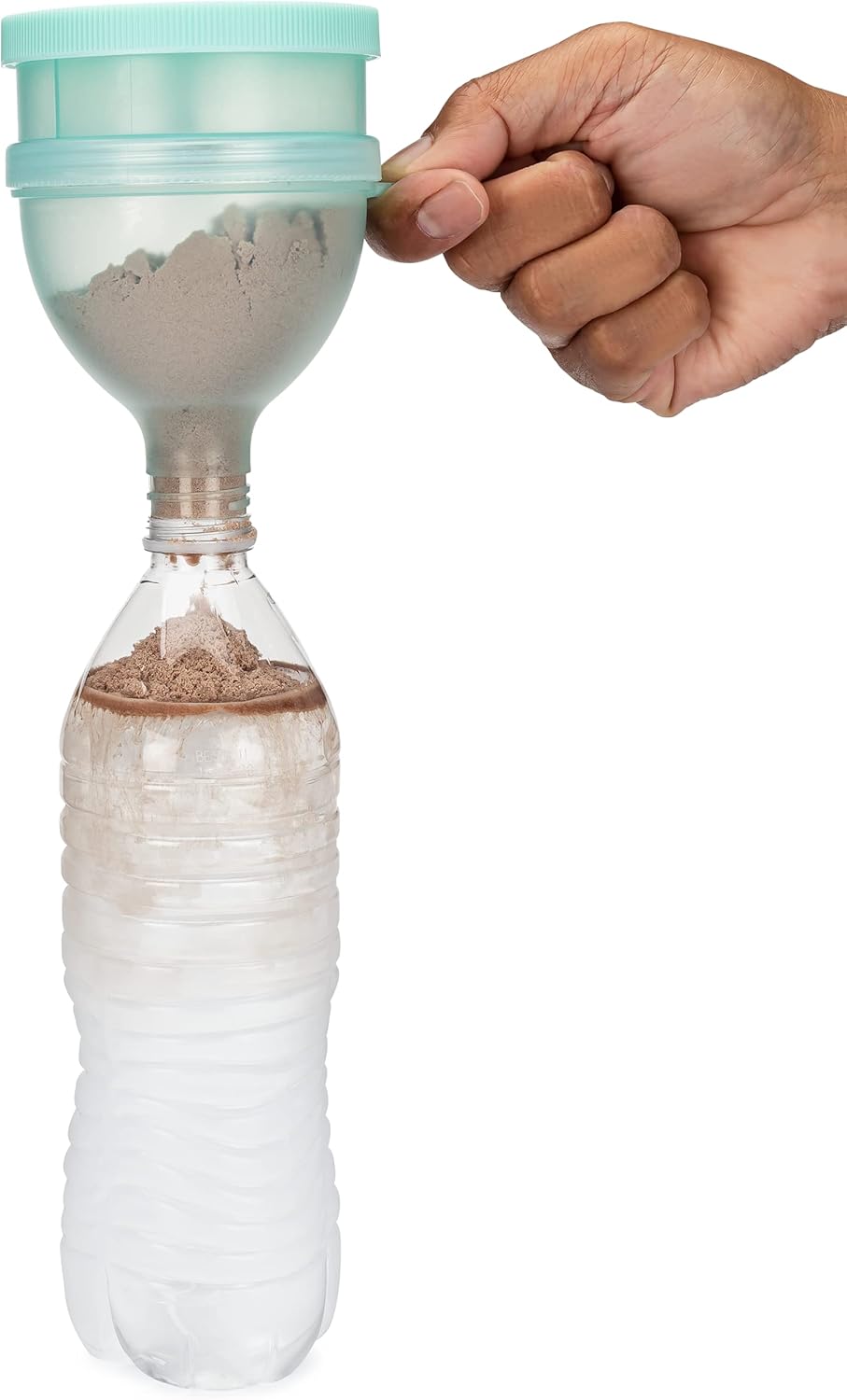 Hydra Cup [4 Pack Funnels for Filling Water Bottles with Protein Powder, 3 Compartment Pill Storage, Supplement Container Set to Go or Kitchen Use, Keychain for Shaker Cup - Image 3