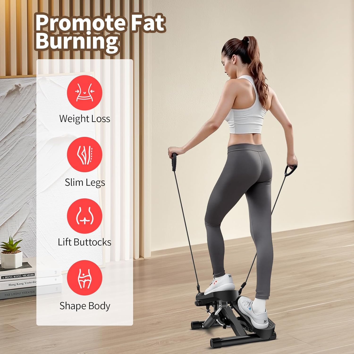 Total Body 2-in-1 Stepper Machine, Total Body Workout, Adjustable Hydraulic, Resistance Bands - Image 2