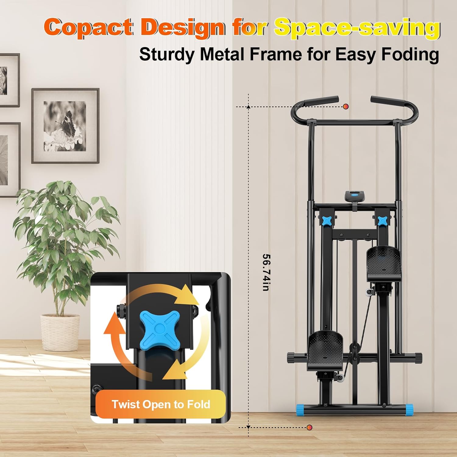 Stair Stepper for Home Gym, 350lbs Vertical Climber Machine with LCD Display, Non-Slip Pedals & 350lb Capacity Compact Folding Cardio Exercise Climber - Image 7