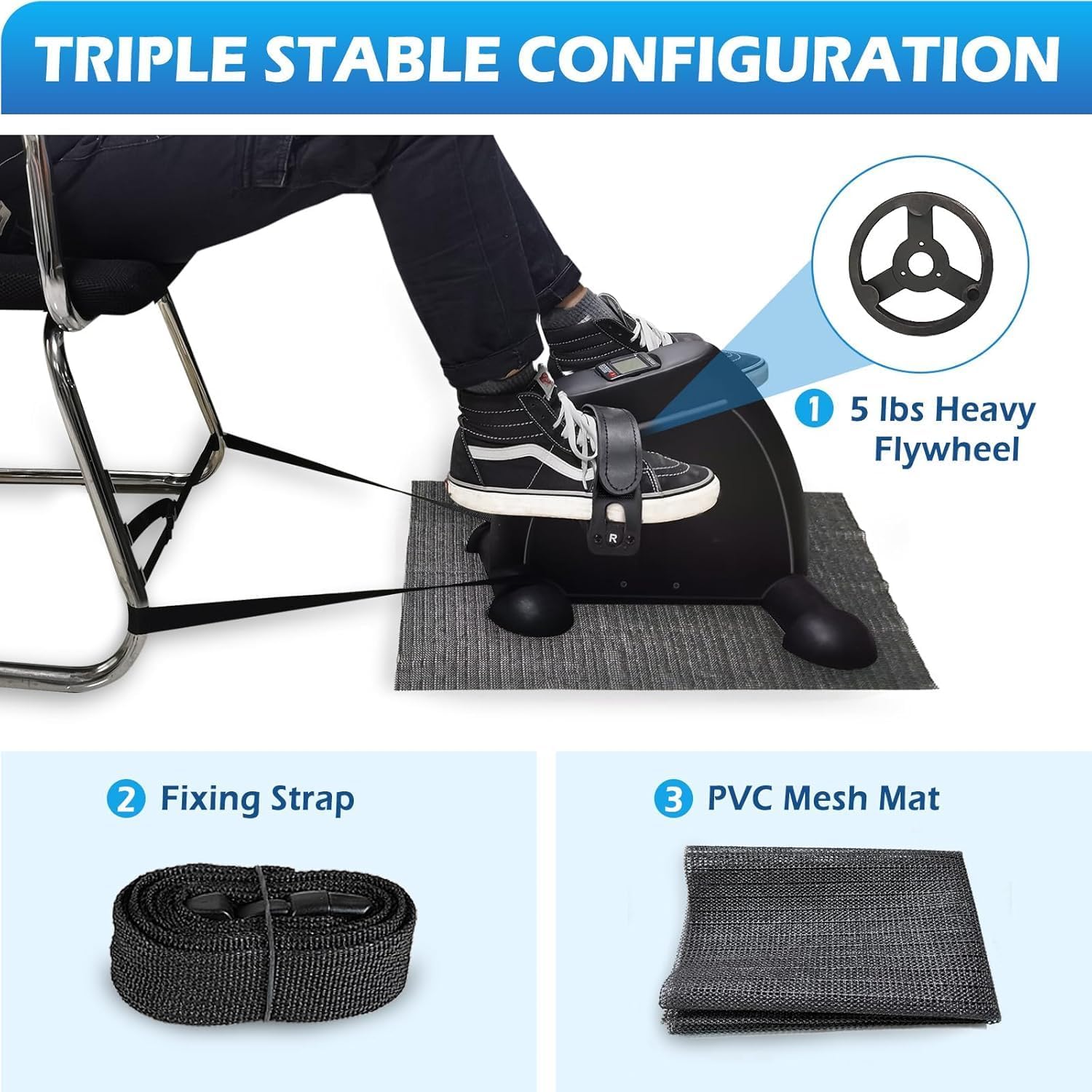TABEKE Under Desk Bike Pedal Exerciser - Mini Exercise Bike for Arm/Leg Exercise, Pedal Exerciser for Seniors with LCD Display - Image 8