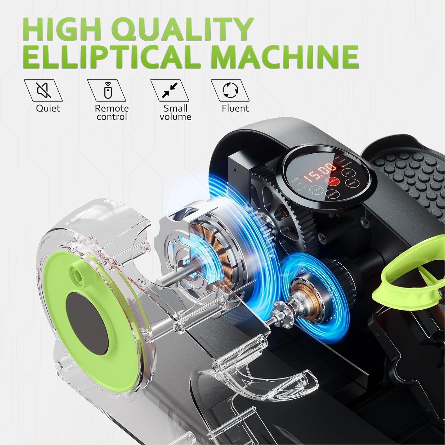 Under Desk Elliptical Machine, Ellipse Exerciser as Seen on TV for Seniors with Remote Control & 12 Adjustable Speeds, Elliptical Machine for Home - Image 2