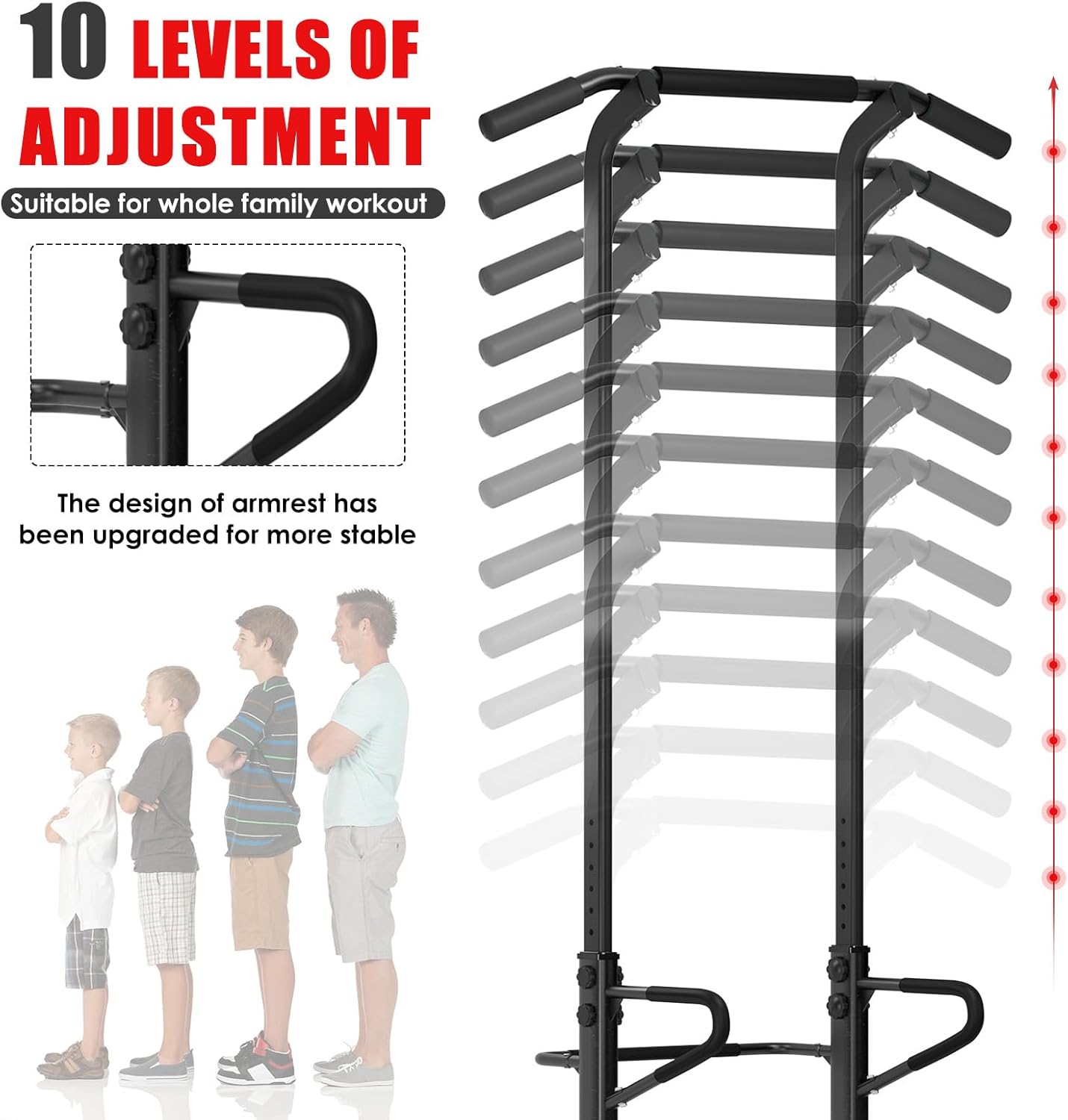 SogesHome Power Tower Adjustable Height Assistive Trainer Dip Station,Pull Up Bar and Dip Stand,Multi-Function Strength Training Fitness Workout Station for Home Gym Fitness Equipment - Image 3