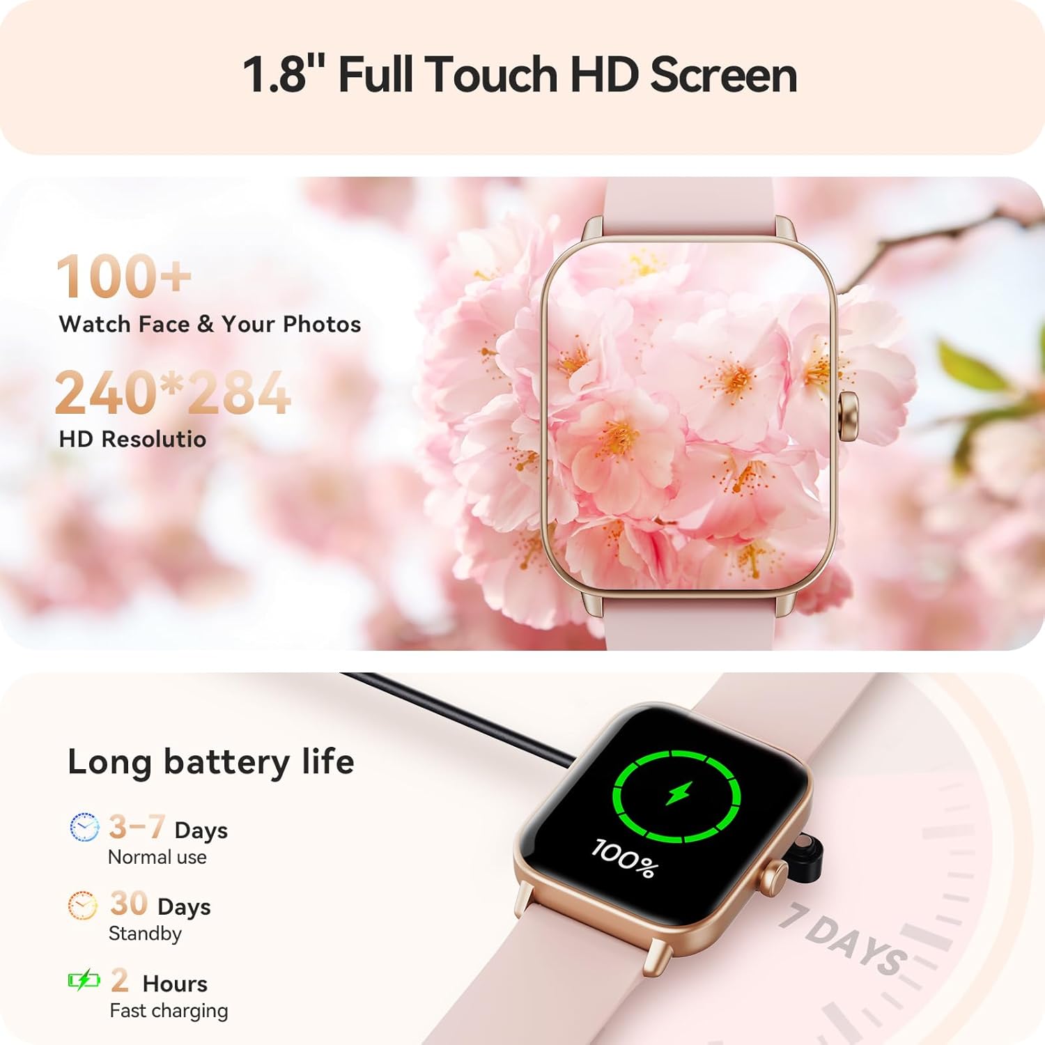 Smart Watch for Women Android & iPhone, Alexa Built-in, IP68 Waterproof Activity Fitness Tracker with Bluetooth Call (Answer/Make), 1.8" Smartwatch with Heart Rate/SpO2/Sleep Monitor, 100+ Sports Mode - Image 4
