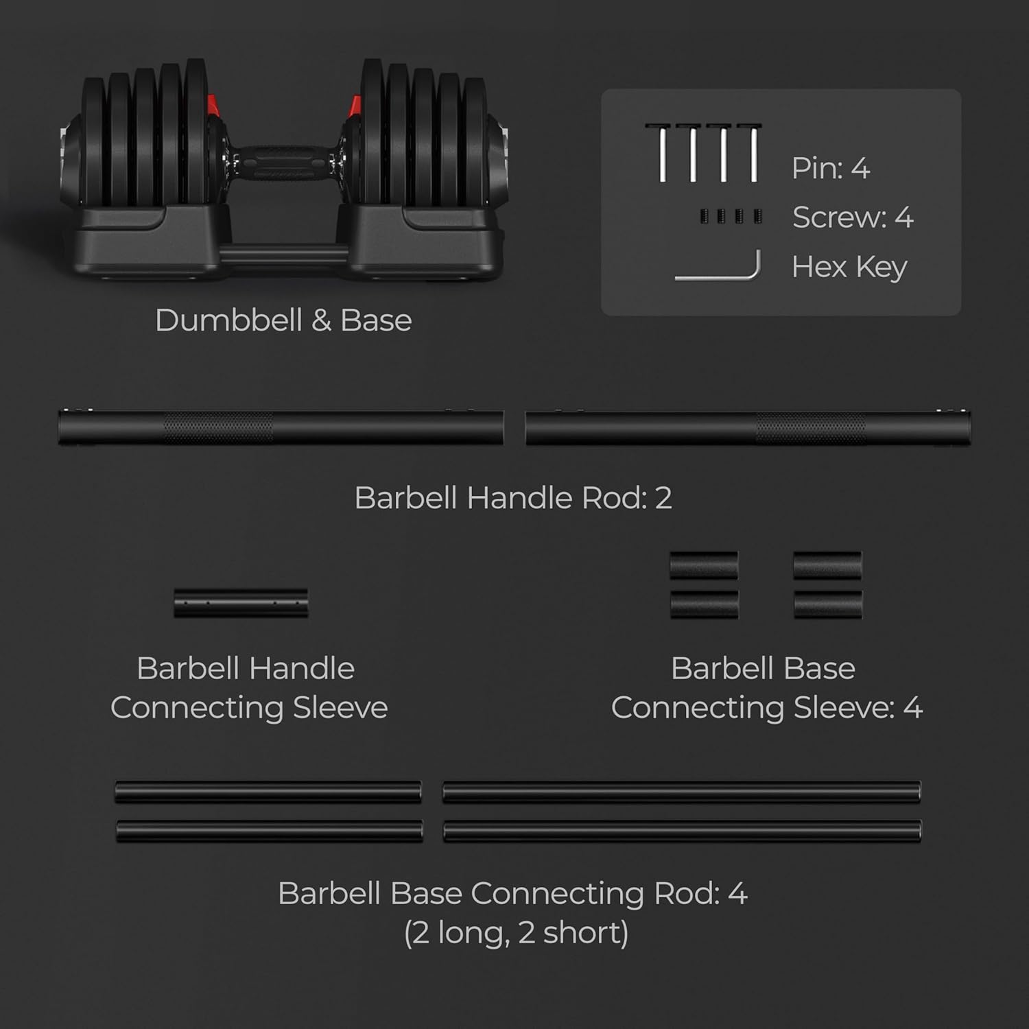 Yaheetech Adjustable Dumbbell Set Free Weight Dumbbells 40lbs/52.5lbs/90lbs Fast Adjust Dumbbells Dumbbell Weight Set, with Tray for Men/Women Strength Training Equipment - Image 9