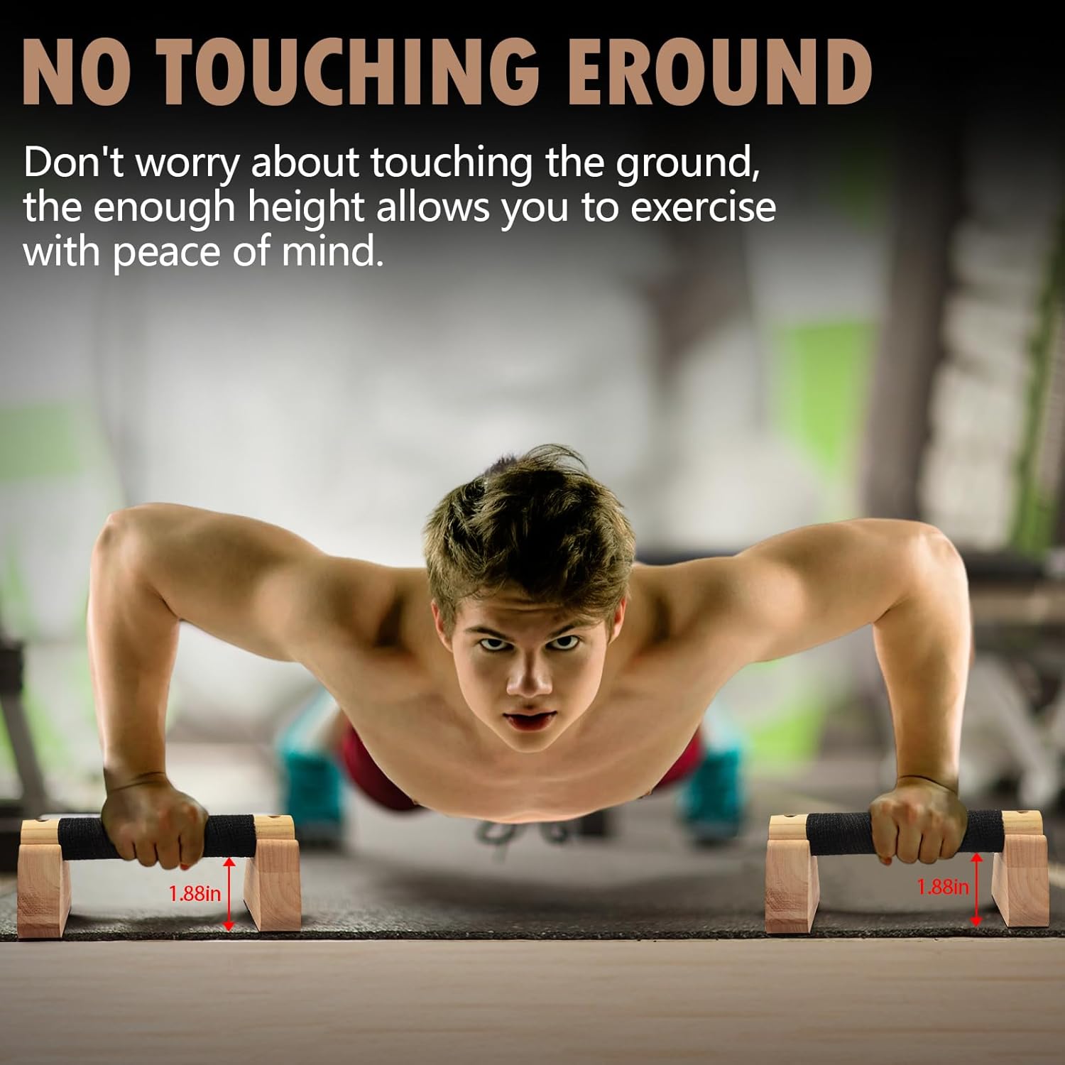Wooden Parallettes Push Up Bars, 2 PCS Wood Calisthenics Bars with Non-Slip Base, Pushup Handles for Floor Home Fitness, Workout Equipment for Men and Women Strength Training - Image 3