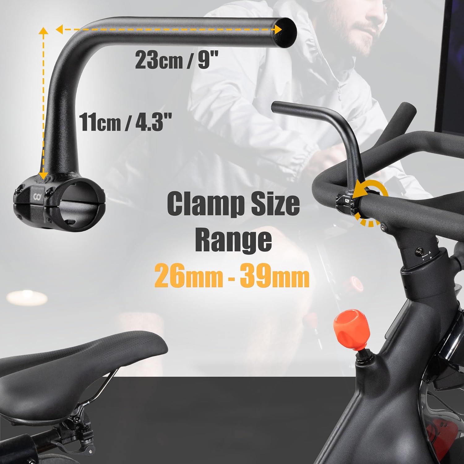 CyclingDeal 1 Pair of Handlebar Extenders for Indoor Exercise Bike - Great Handlebar Extension Accessory for Peloton - Compatible with Bicycle Handlebar Grips - Package with Handlebar Grips - Image 2