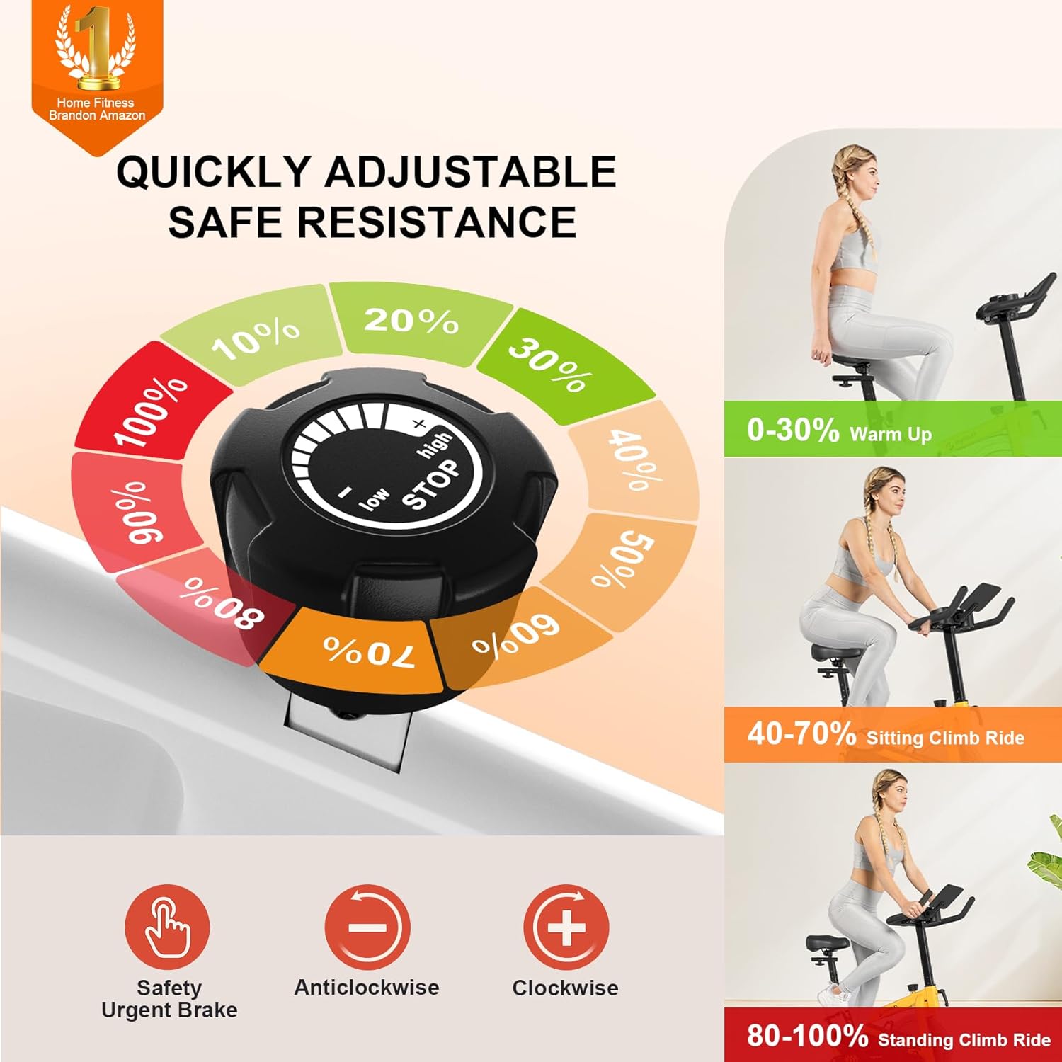 Exercise Bikes for Home,Indoor Cycling Bike with Adjustable Friction,Brake Pad Resistance Silent Belt Drive,330lbs Weight Capacity &Upgraded Version Seat for Home Cardio&Weight Loss - Image 6