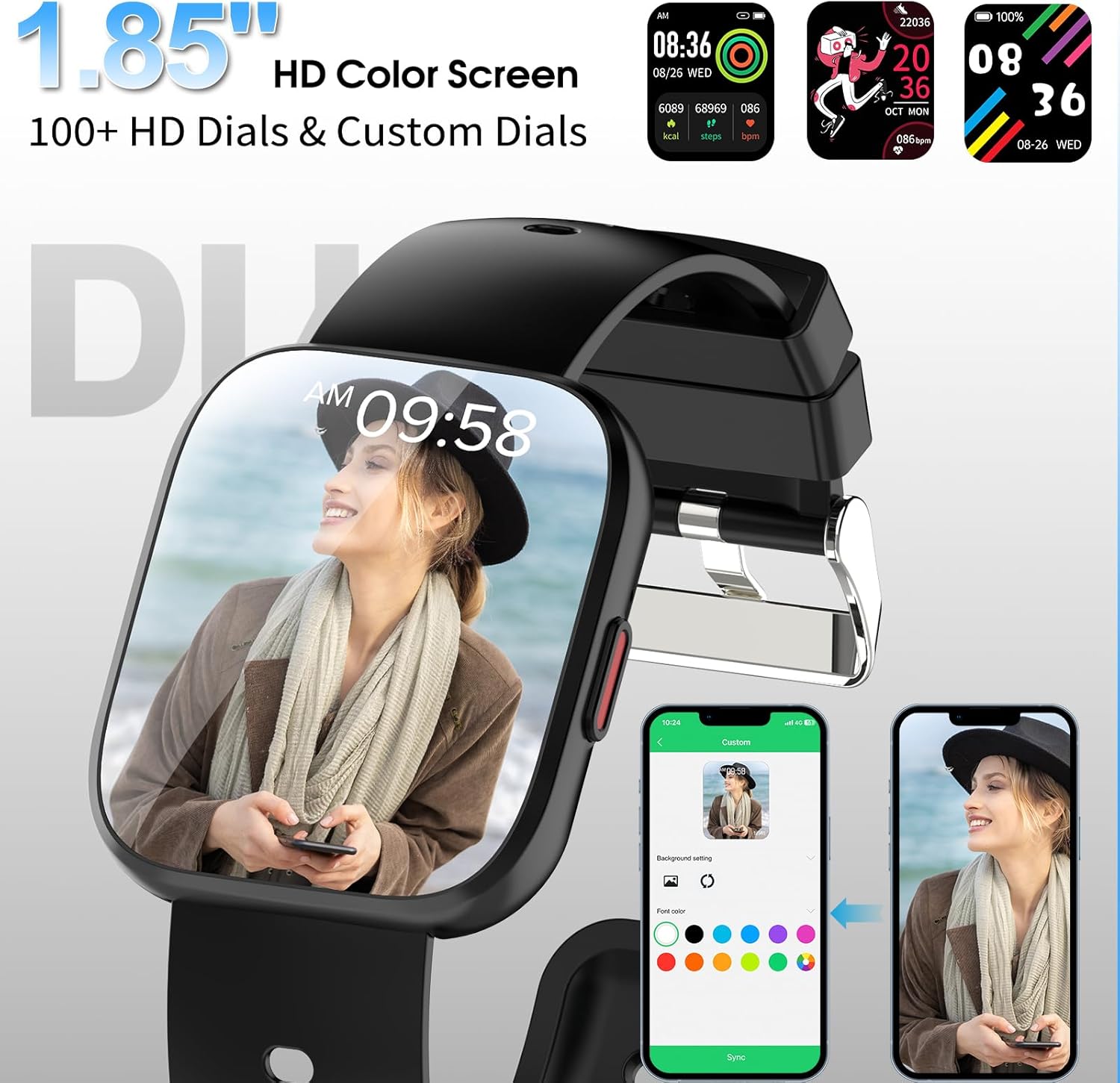 Smart Watch for Men Waterproof Smart Watches, Fitness Tracker, Pedometer, Smartwatch for Android iOS,Black - Image 6