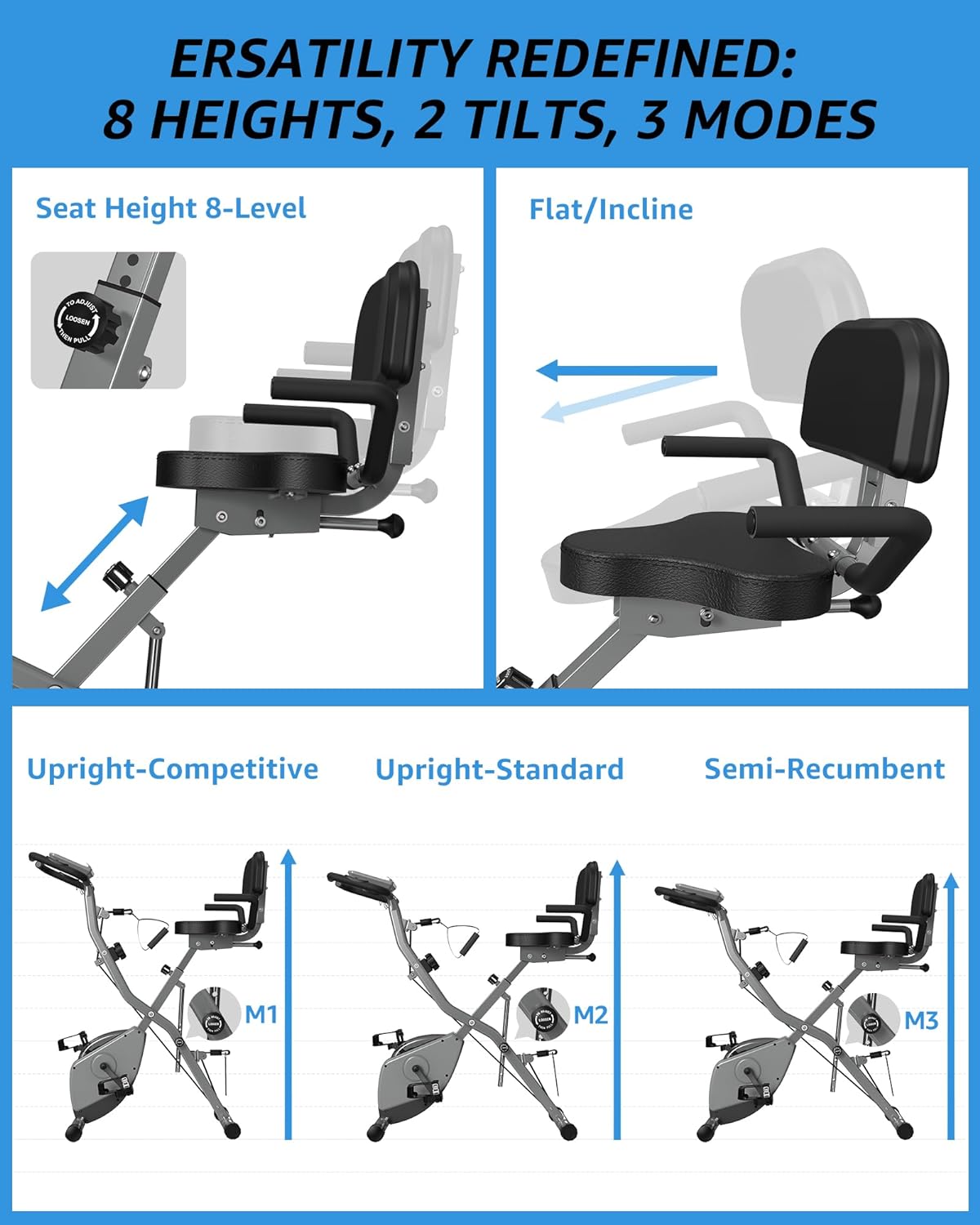 Foldable Exercise Bike for Small Apartments, Stationary Bikes for Home, Indoor Portable Cycling Bike with 16-Level Magnetic Resistance, 260LBS Capacity, 5.5 LBS Flywheel, Designed for Small Space Workout 816 - Image 3