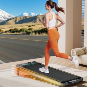 Treadmill Walking Pad with 10% Incline/Handle Bar/2 LED Display, 3.5HP Portable Treadmills for Home Small, Foldable Walking Pad Treadmill 350+lb Capacity, Smart App, 4 Adjustable Incline, RGB Light
