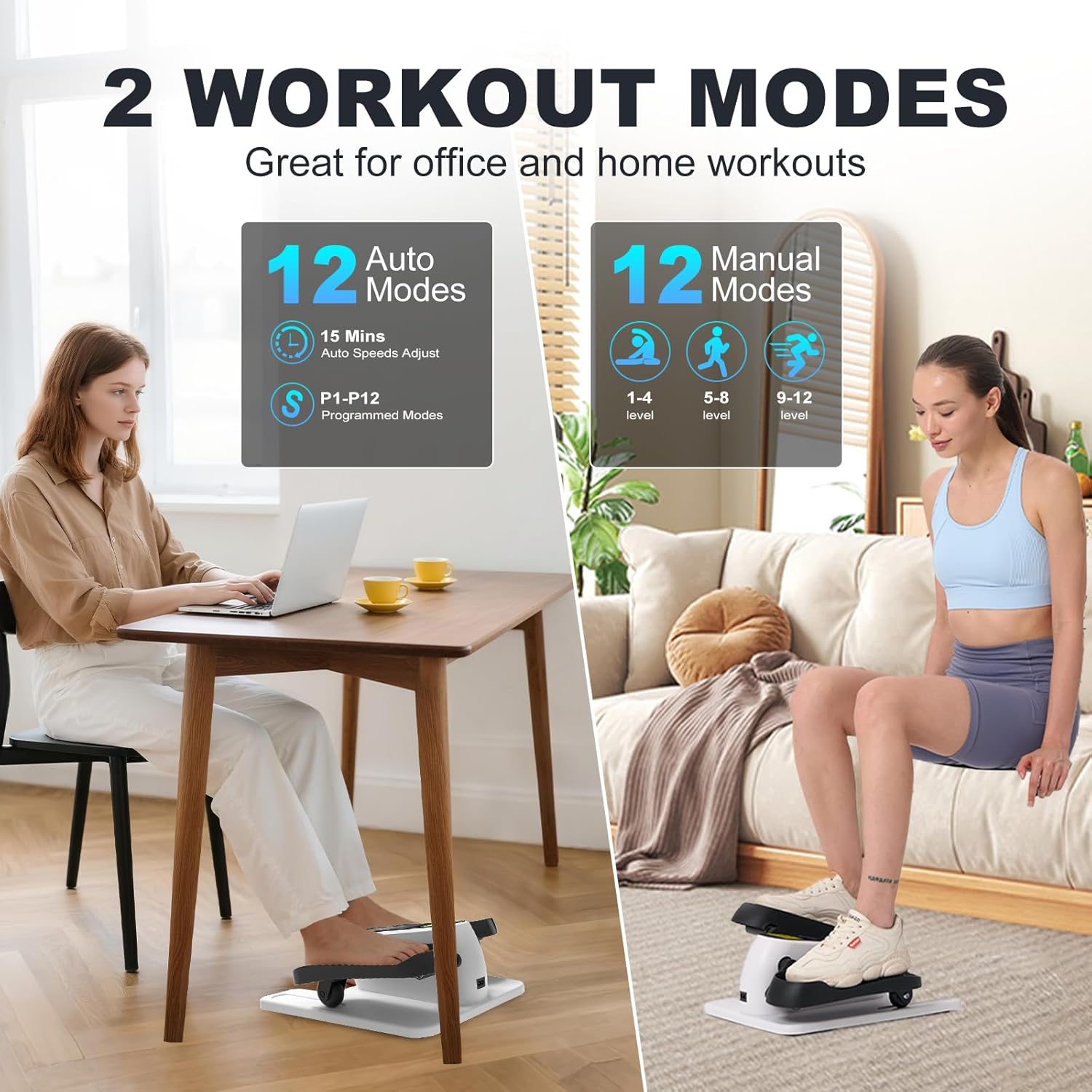 Under Desk Elliptical Machine, Electric Seated Pedal Exerciser,Elliptical Leg Exercisers for Seniors,Mini Ellipse Leg Exerciser with Remoter,12 Adjustable speeds Pedal Exerciser - Image 4