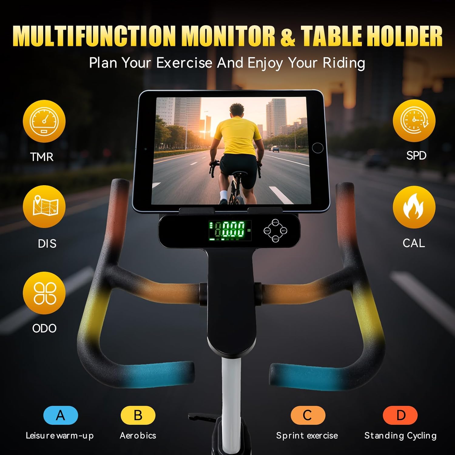 Semi-Commercial Exercise Bike 350 lbs Capacity, Magnetic Stationary Bikes for Home Gym with Multi-Grip Handlebar, Comfortable Seat, Silent Belt Drive, Rear Flywheel & Tablet Holder - Image 5