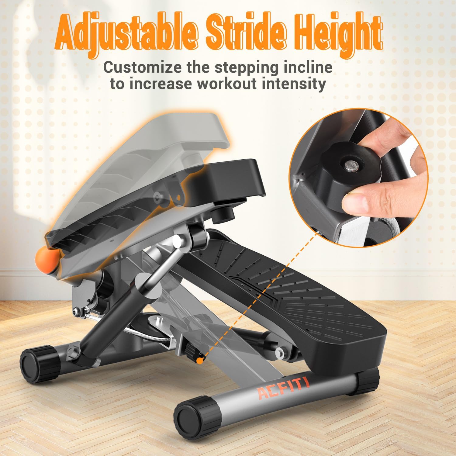 Steppers for Exercise at Home,Adjustable Height Mini Stepper with Resistance Bands,Stair Stepper with 350lbs Loading Capacity,Twist Stepper for Full Body Workout (Included Mat) - Image 2