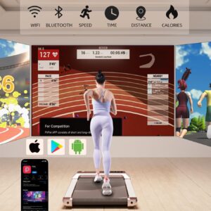 DeerRun Walking Pad 2 in 1 Under Desk Treadmill, 2.5HP Low Noise Walking Pad Running Jogging Machine with Remote Control for Home Office, Lightweight Portable Desk Treadmill Installation Free