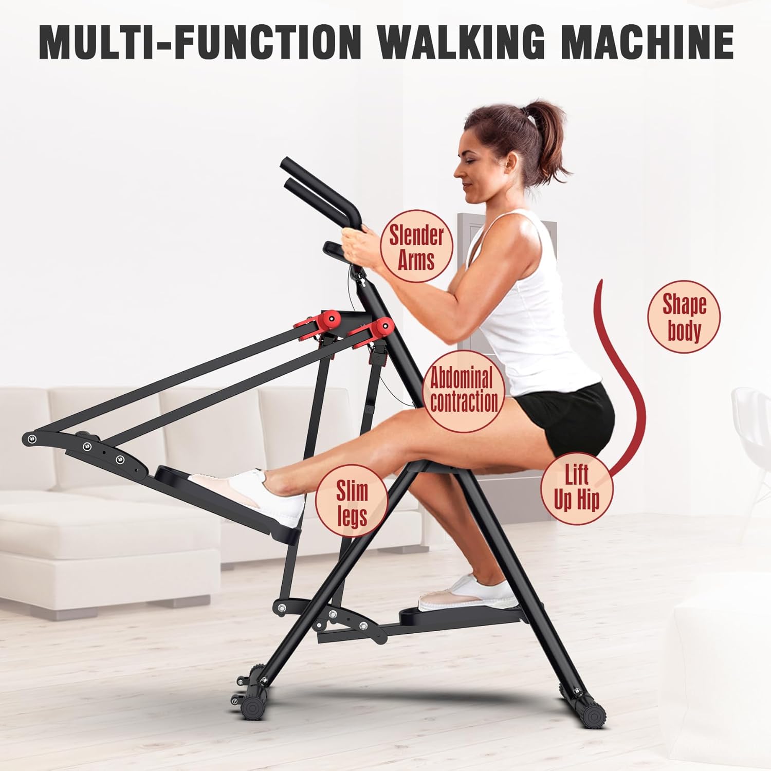 Air Walk Elliptical Glider Machine,Ellipse Home Cross-Training Arm/Leg Cardio Workout Machine for Senior & Adult,Side Sway Action 360 Motion Full-Body Exerciser for Home Gym - Image 3