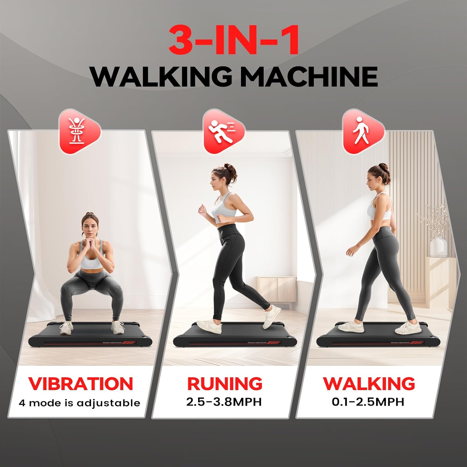 Sperax Walking Vibration Pad,Under Desk Treadmills for Home,4 in 1 Vibration Plate Exercise Machine,Portable Walking Pad with APP,350 Lb Capacity Multifunctional Treadmill Pro Max - Image 3