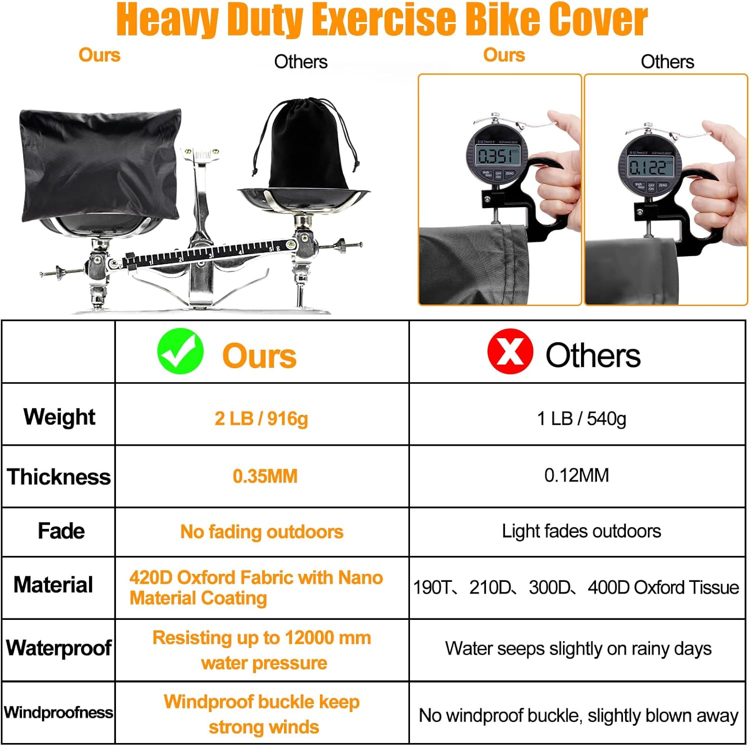 Stationary Bike Cover Waterproof Outdoor,Upright Exercise Bike Cover with Air Vent,Waterproof Strip,4 Windproof Buckles,All Weather Large Cover for Peloton Bike,Suitable for Peloton Bike+ and Schwinn - Image 2