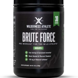 Wilderness Athlete – Brute Force Pre-Workout | Best Pre Workout Powder for Women & Men – Preworkout Drink Supplements with Natural Caffeine – Workout Supplement for Men & Women (Green Apple)