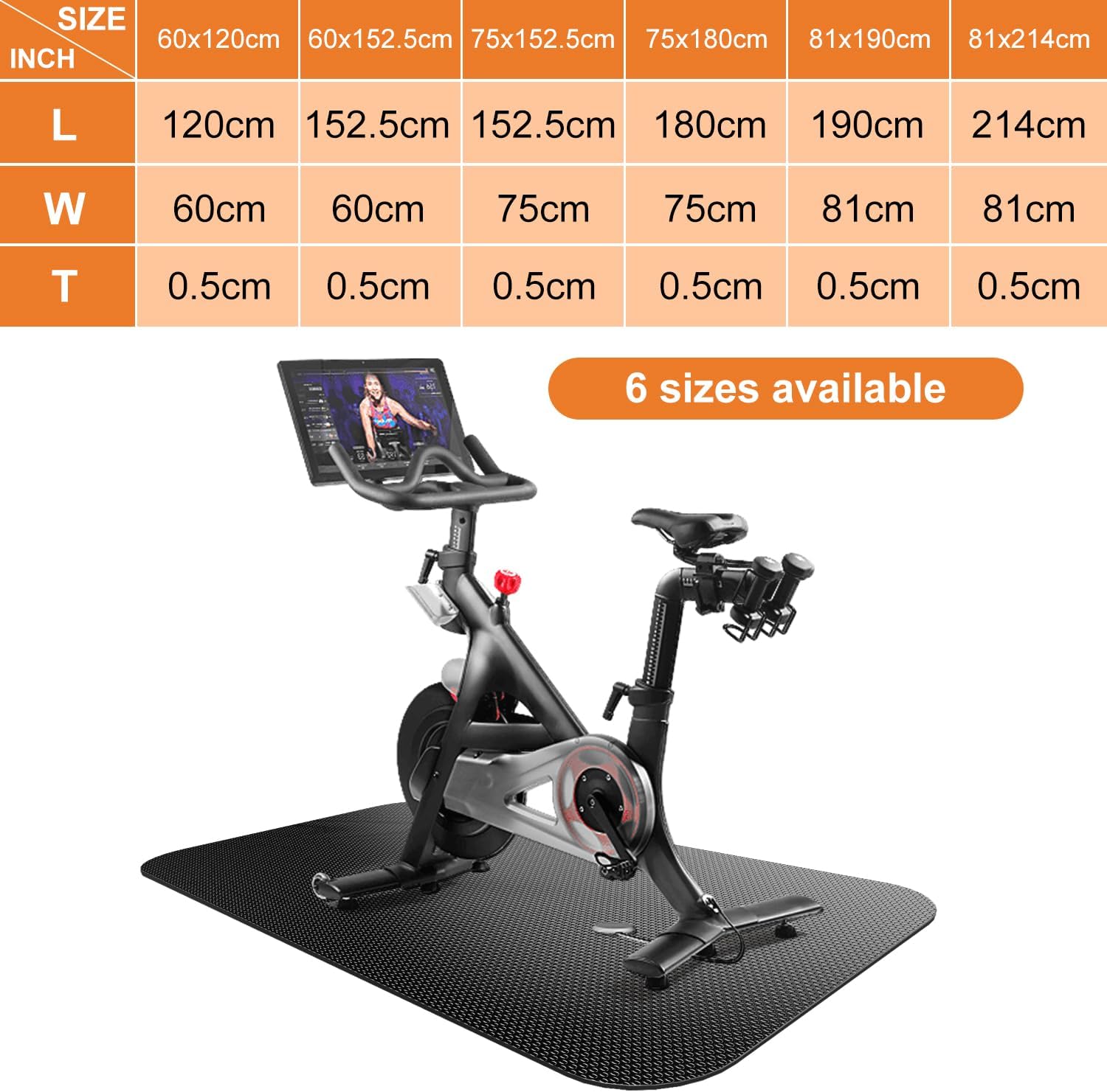 Bike Mat,Treadmill Mat,For Walking Pad,Elliptical,Exercise Bikes, Stationary Cycles,Spin Bike,Under Exercise Bike Trainer Pad for Indoor Stationary Gym Fitness Equipment Hardwood Floor Protector - Image 2
