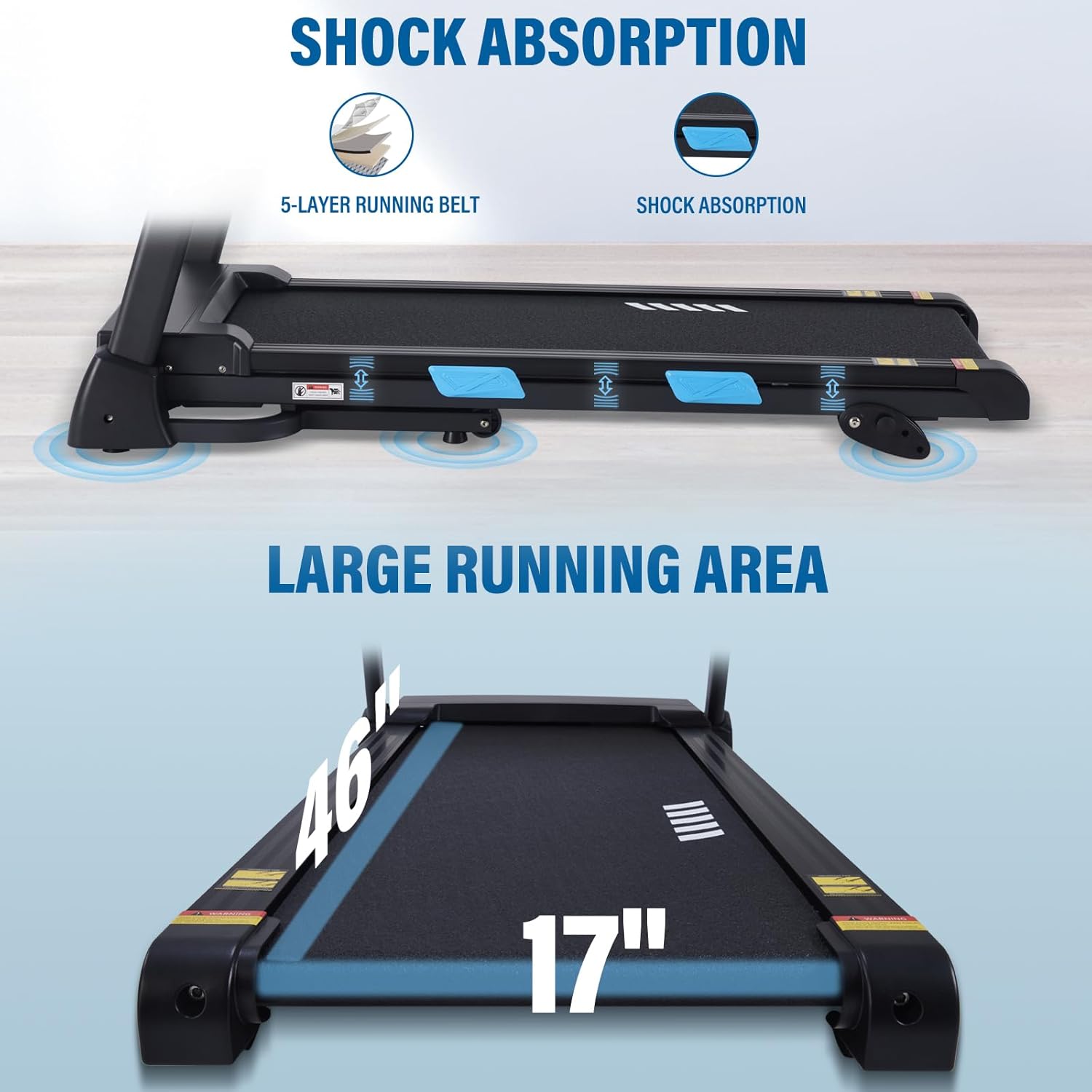 Treadmills for Home, 350 lbs Capacity, 10 MPH, 3.0HP Incline Treadmill with Bluetooth APP, 17 * 46" Belt, Running Threadmills Machine, LCD Display, 36 Programs - Image 4