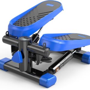Mini Stepper for Exercise at Home, Portable Stair Stepper with Resistance Bands, 330LBS Capacity Stair Step Workout Machine with LCD Monitor for Fullbody Cardio Workout