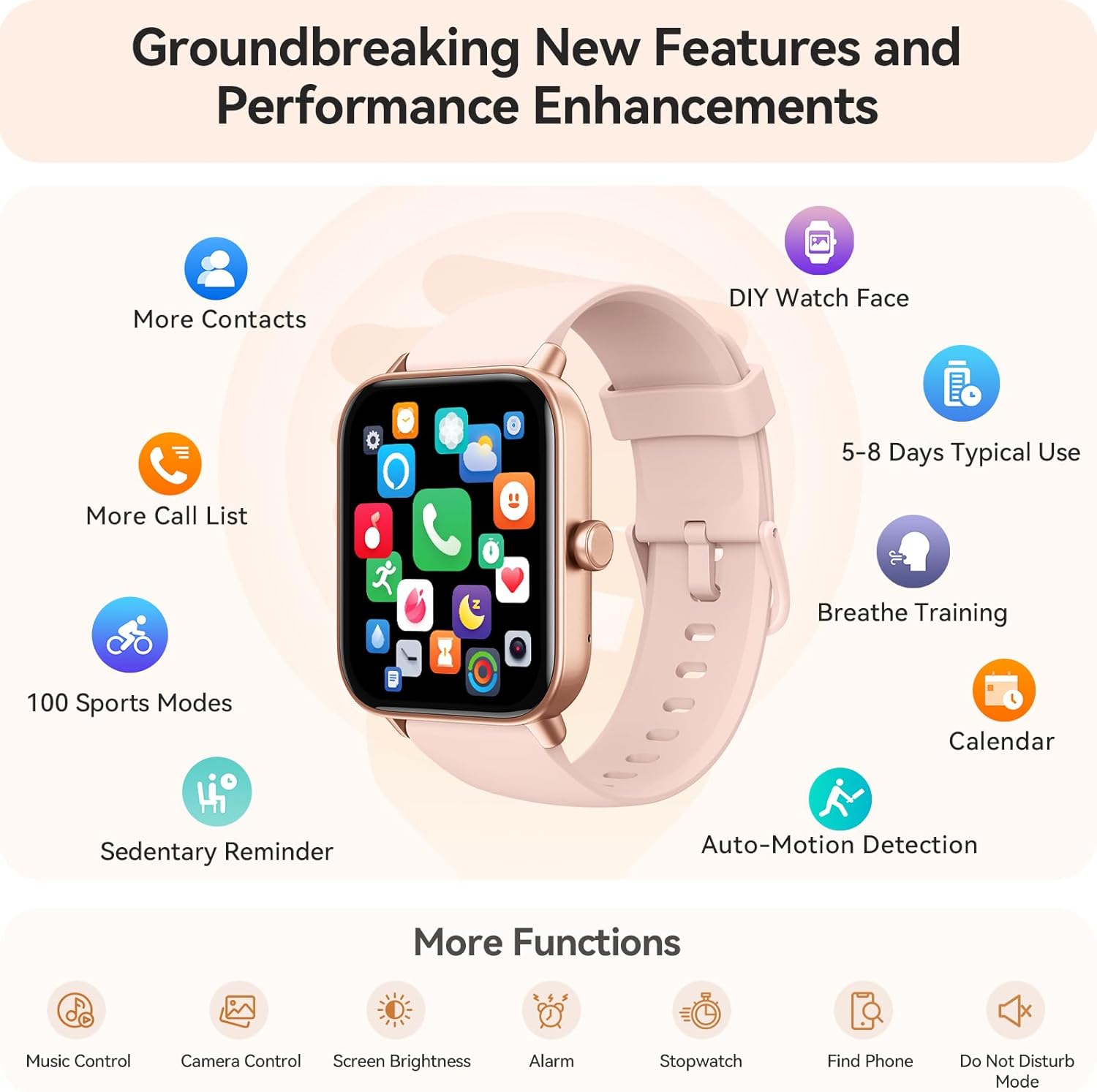 Smart Watch for Women Android & iPhone, Alexa Built-in, IP68 Waterproof Activity Fitness Tracker with Bluetooth Call (Answer/Make), 1.8" Smartwatch with Heart Rate/SpO2/Sleep Monitor, 100+ Sports Mode - Image 5