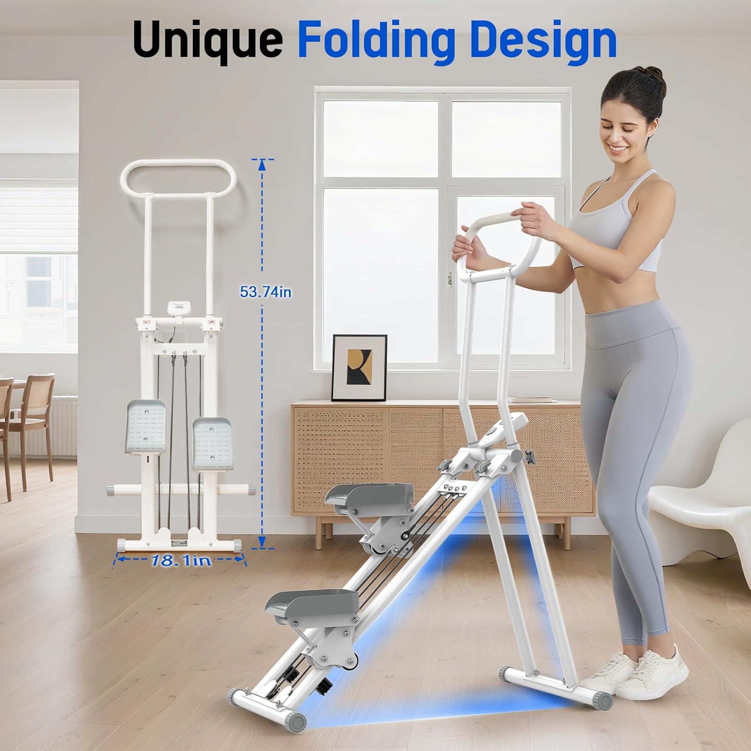 Stair Stepper for Exercise at Home, Foldable Compact Space Cardio Vertical Climbing Stairs Machine, Stair Master with Adjustable Height Handle, Anti-Slip Pedal - Image 5