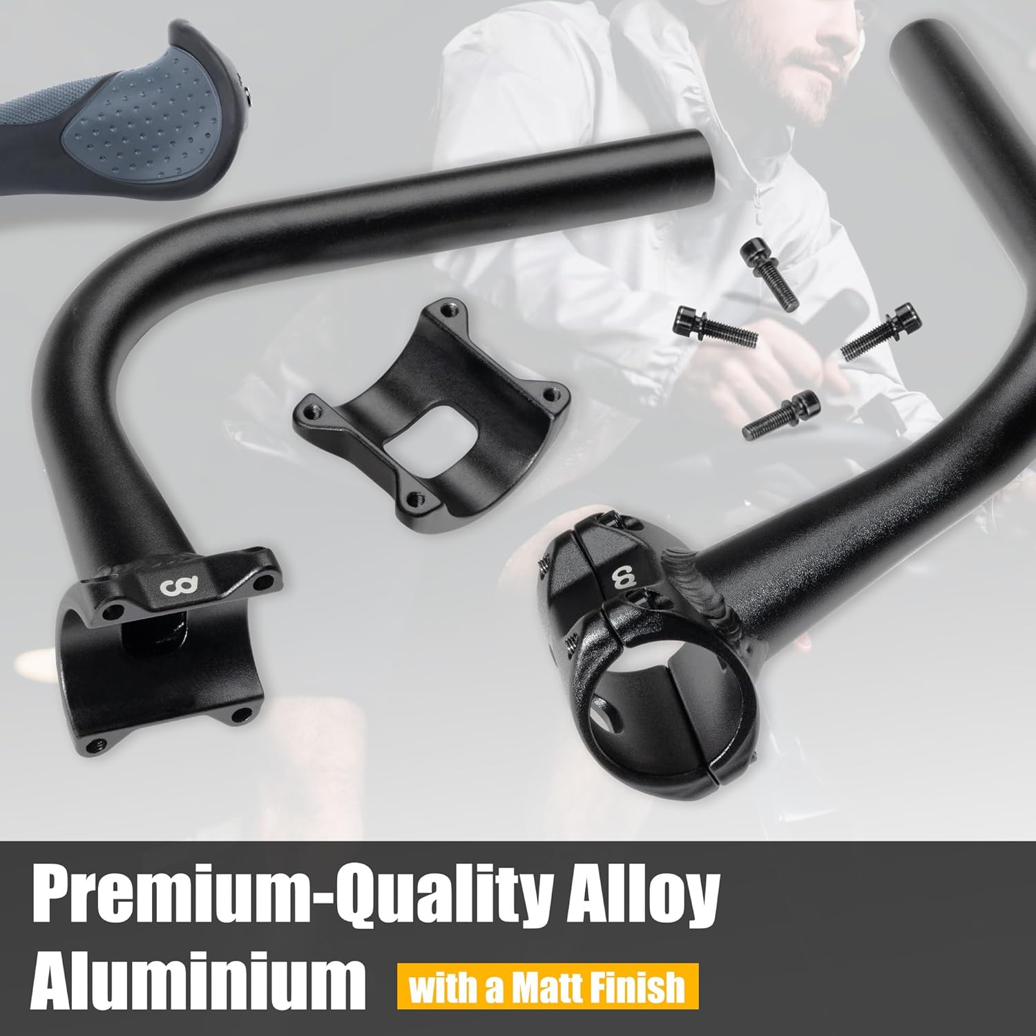 CyclingDeal 1 Pair of Handlebar Extenders for Indoor Exercise Bike - Great Handlebar Extension Accessory for Peloton - Compatible with Bicycle Handlebar Grips - Package with Handlebar Grips - Image 5