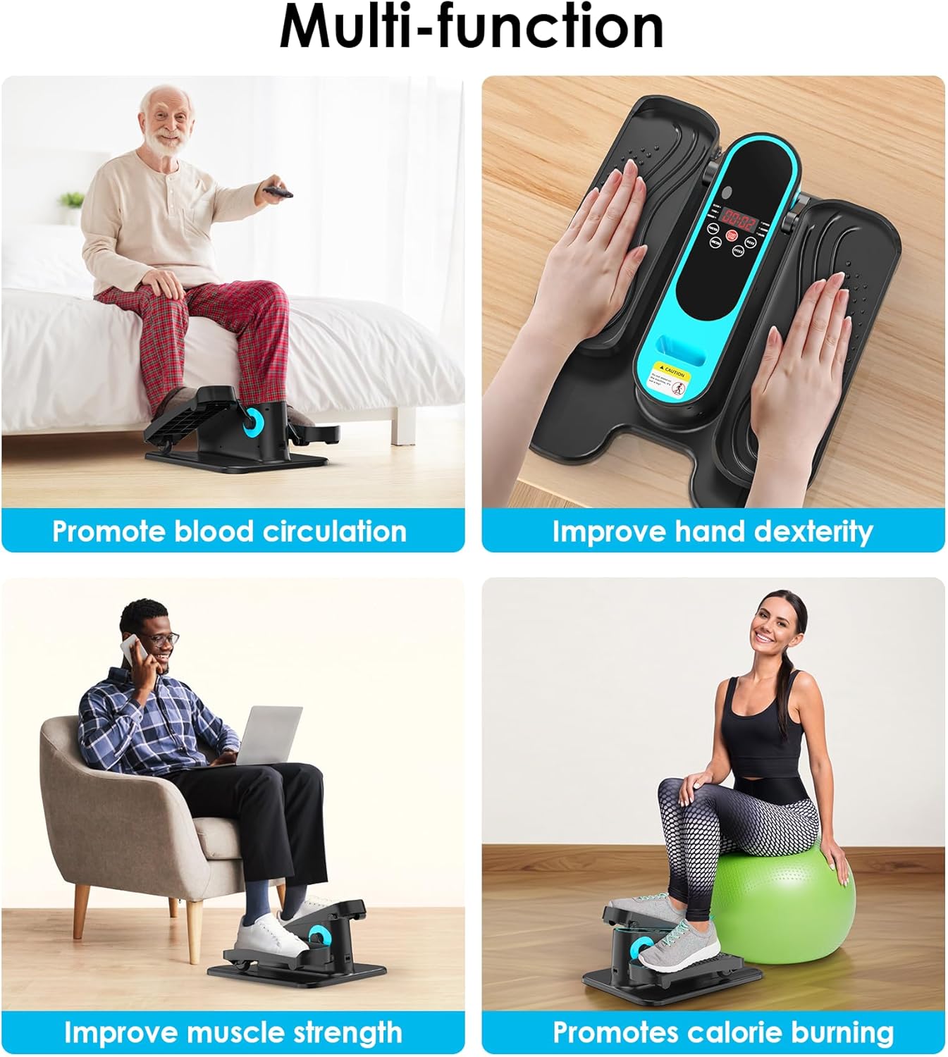 2025 New Under Desk Elliptical Machine,Portable Seated Pedal Exercise Machine for Seniors,Mini Ellipse Leg Exerciser with 12 Adjustable Speeds&Remote Control,Quiet&Compact for Home Office - Image 4