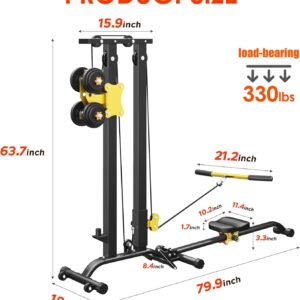 SogesHome LAT Pull Down Machine Low Row Cable Multifunctional Foldable Fitness Exercise Machine Full-Body Workout Strength Training Bar Machine