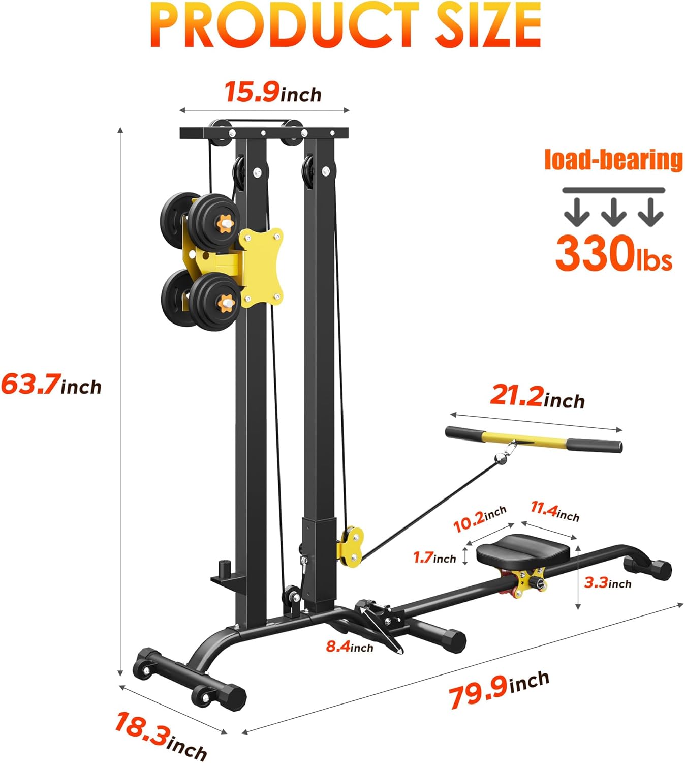 SogesHome LAT Pull Down Machine Low Row Cable Multifunctional Foldable Fitness Exercise Machine Full-Body Workout Strength Training Bar Machine - Image 2