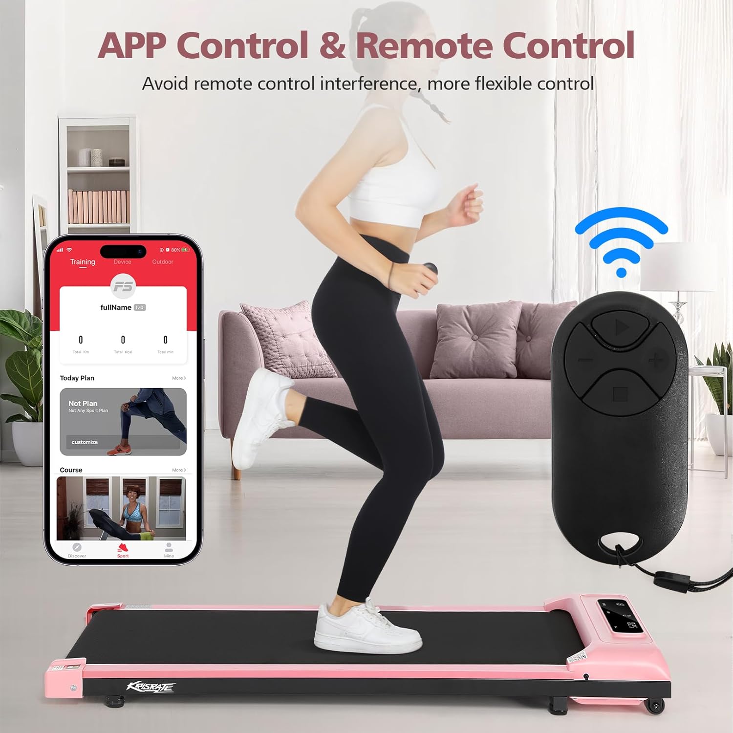 Walking Pad Treadmill 300 Lb Capacity Portable Treadmills for Home Office Under Desk Treadmill with App & Remote Control, LED Display/Ultra-Quiet/Installation-Free - Image 3