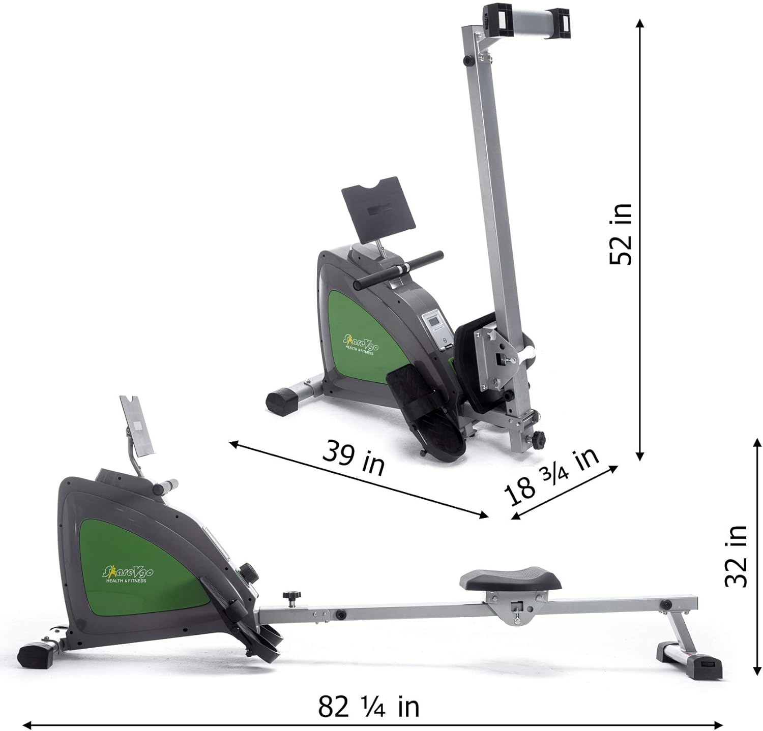 ShareVgo Smart Rower Folding Magnetic Rowing Machine with Free APP for Indoor Full Body Workout Log and Performance Track, Bluetooth LCD Monitor & Tablet Holder, Max Weight 300 lbs Ergometer - SRM1000 - Image 9