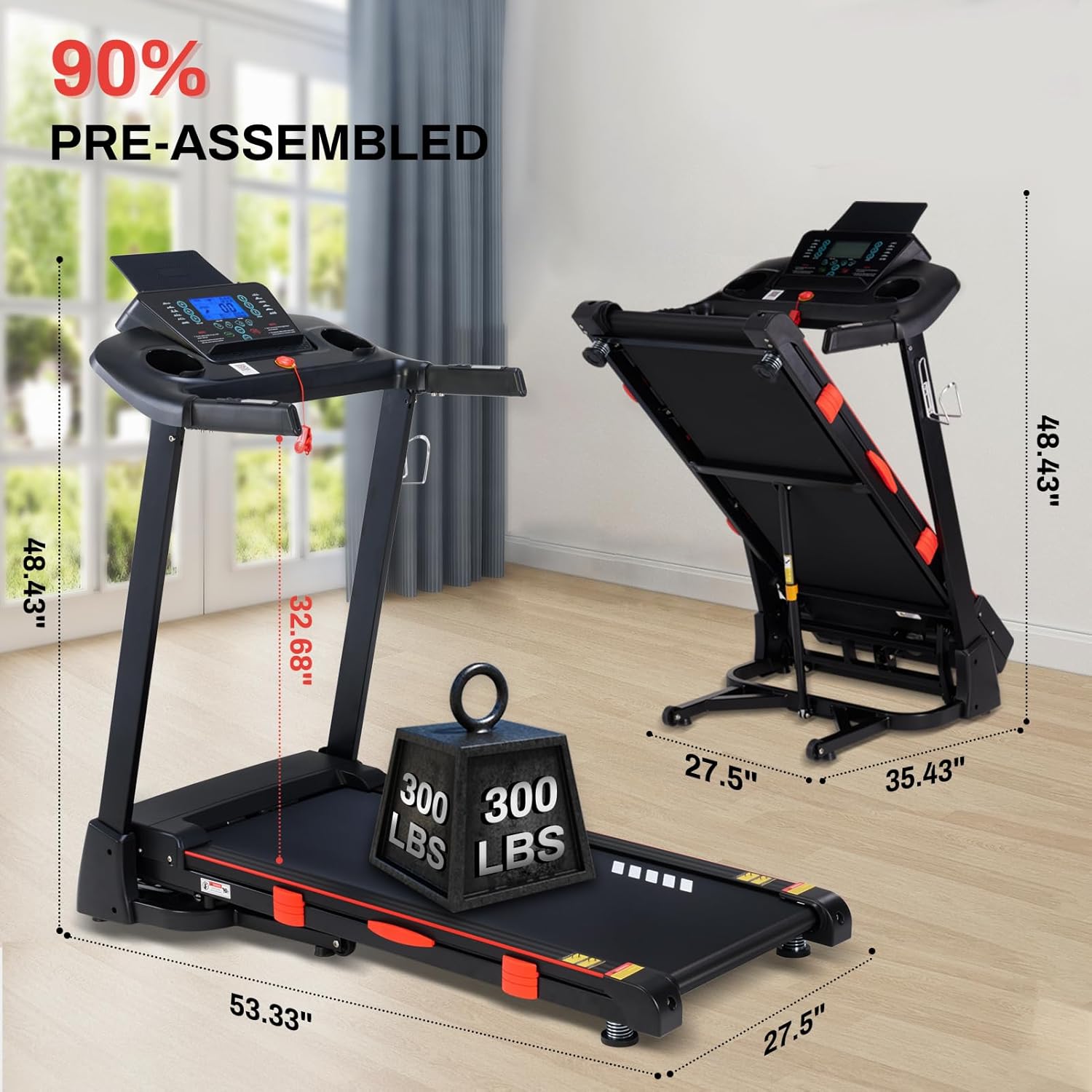 15% Auto Incline Treadmills for Home, 10 MPH Speed, 3.0 HP Foldable Treadmill, 18" Wider Belt, 36 Programs, Running Treadmills for Home with Bluetooth APP - Image 7
