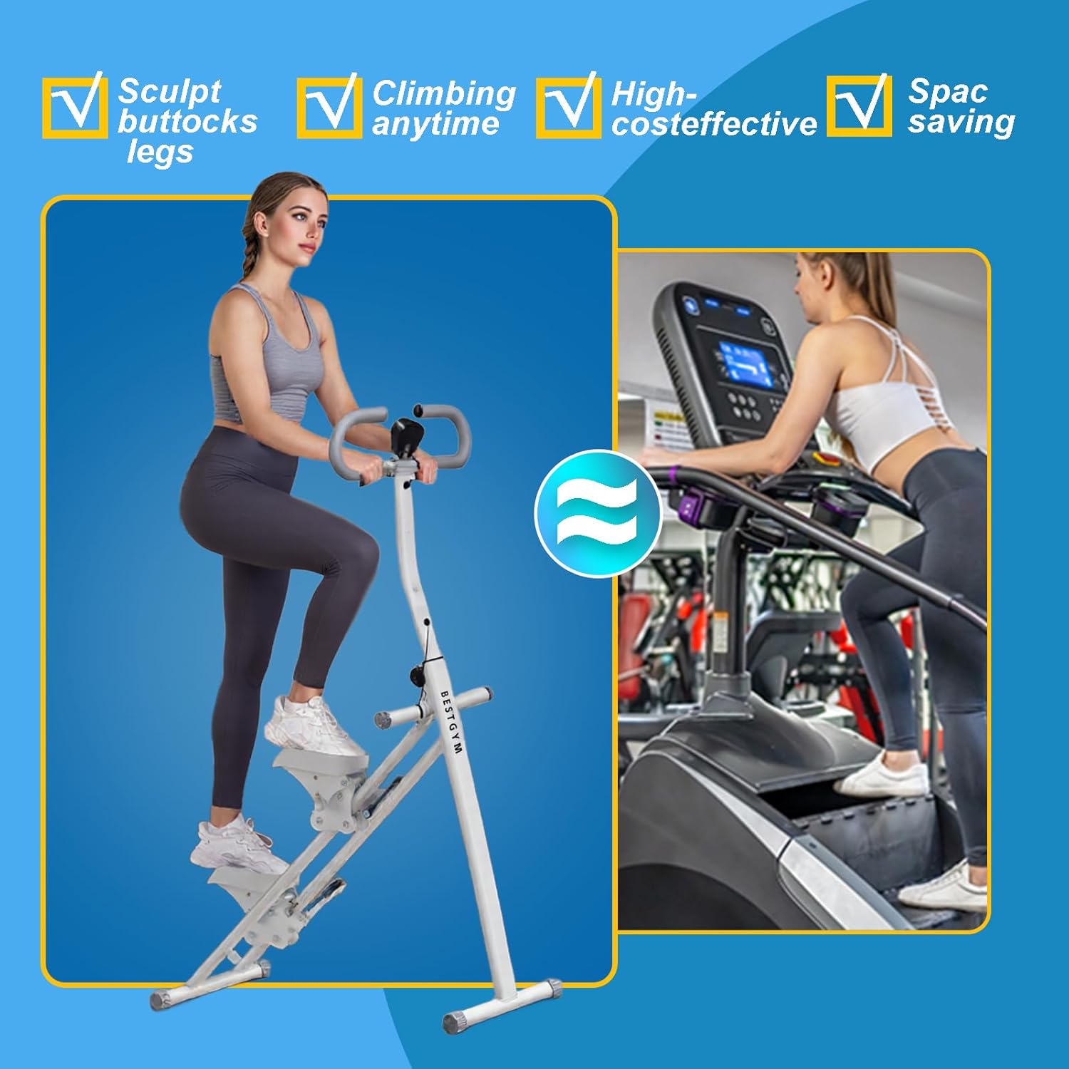 Stair Stepper for Home Vertical Climber, Foldable Full Body Exercise Aerobic Climbing Machines, Mountaineering Fitness Equipment with Adjustable Handles - Image 4