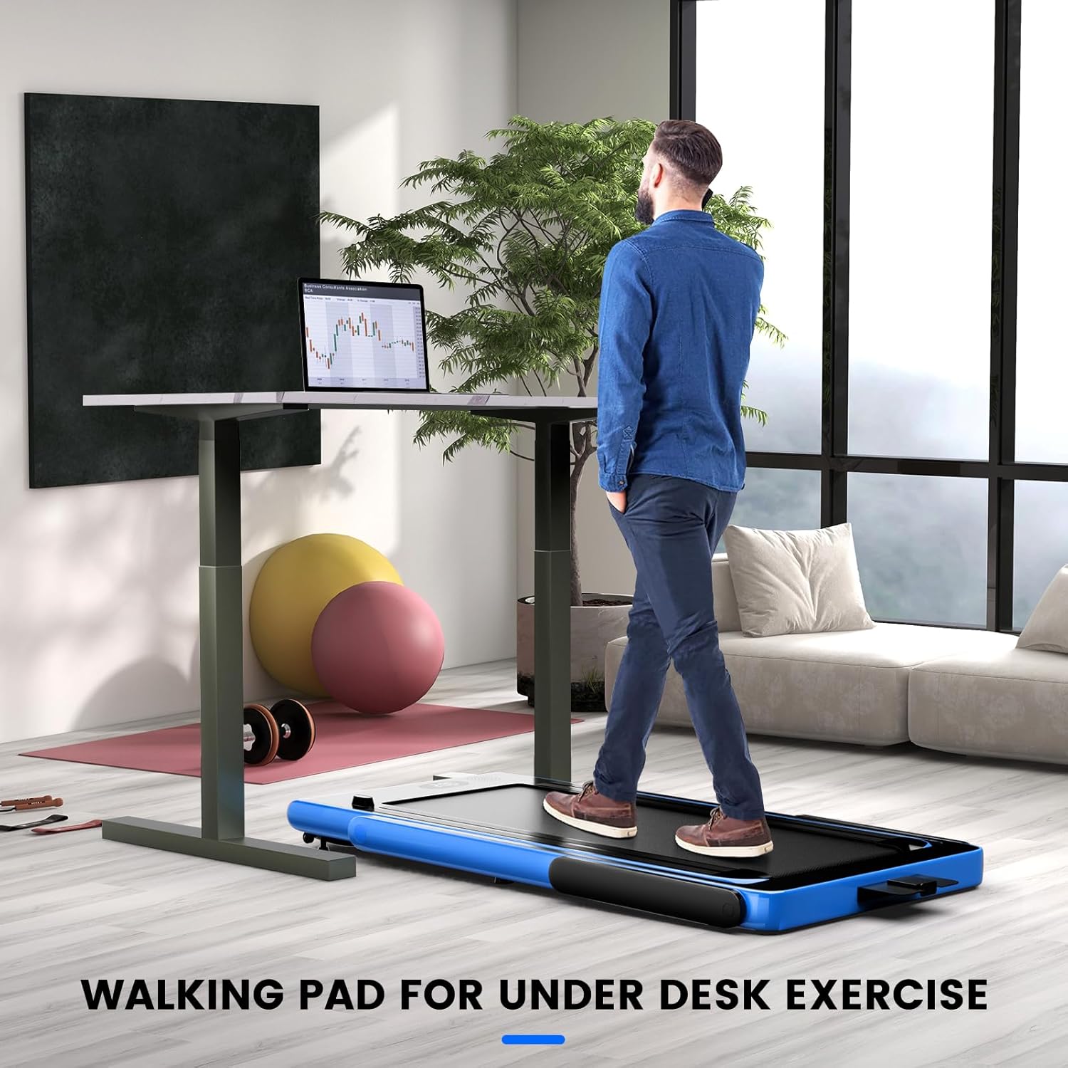 GYMAX Walking Pad, Dual LED Display Free Installation Running Machine w/Smart App/Remote Control & Bluetooth Speaker, 2 in 1 Foldable Portable Under Desk Treadmill for Small Space Home Office - Image 9