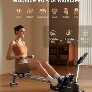 KINGSMITH Magnetic Rowing Machines for Home, 350LBS Capacity, APP Supported, Row Machine with Adjustable Resistance, Compact Rowing Machine Foldable