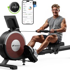 MERACH Rowing Machines for Home, Magnetic Rowing Machine with 16 Levels, Rower Machine of Quiet Resistance, Dual Slide Rail with Max 350lbs Weight Capacity, App Compatible