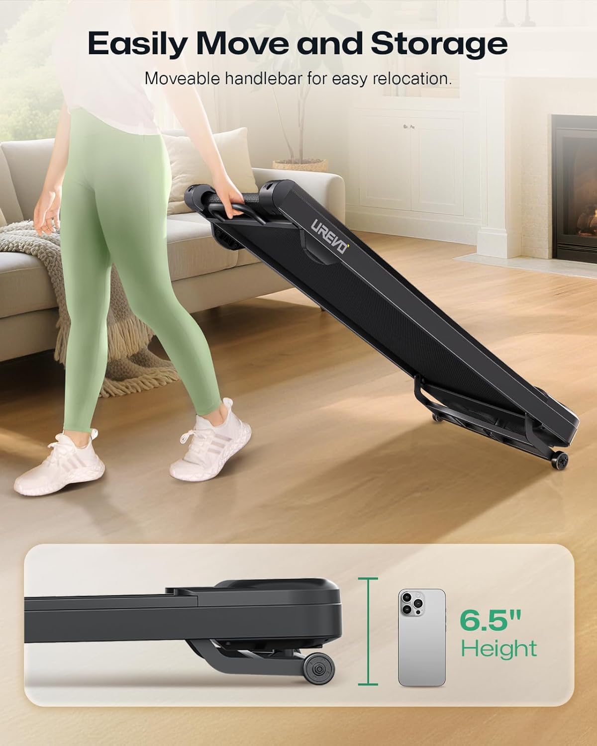 Smart Treadmill with 9% Auto Incline, Hiking and Running Walking Pad Treadmills for Home Office, Treadmill with UREVO APP, AI Powered Music Course, HIIT Programs Synced to Scenic Route, One-Click Mute - Image 7