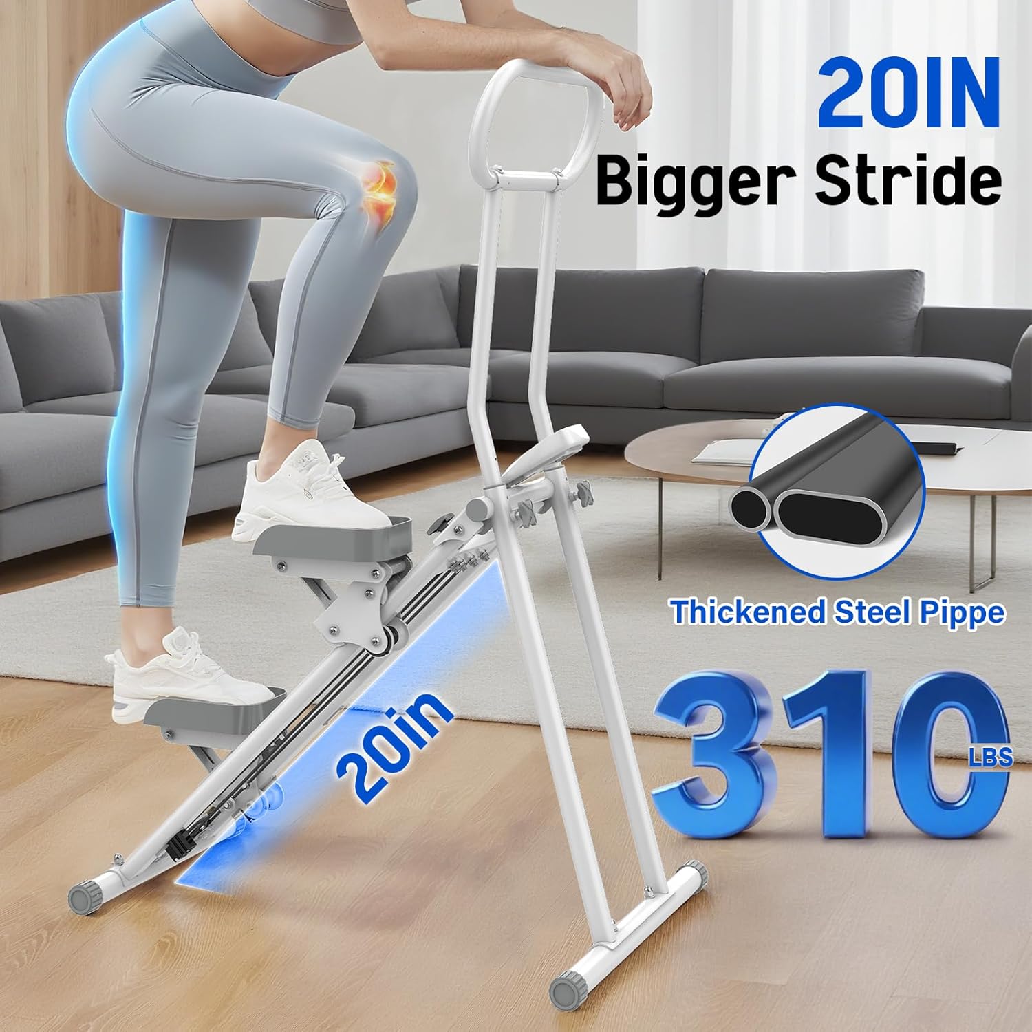 Stair Stepper for Exercise at Home, Foldable Compact Space Cardio Vertical Climbing Stairs Machine, Stair Master with Adjustable Height Handle, Anti-Slip Pedal - Image 7