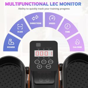 Under Desk Elliptical Machine, Portable Seated Pedal Exerciser Elliptical Trainer with 6 Adjustable Speeds,Ellipse Leg Exerciser for Seniors, Forward & Backward Direction, Manual and Electric Mode