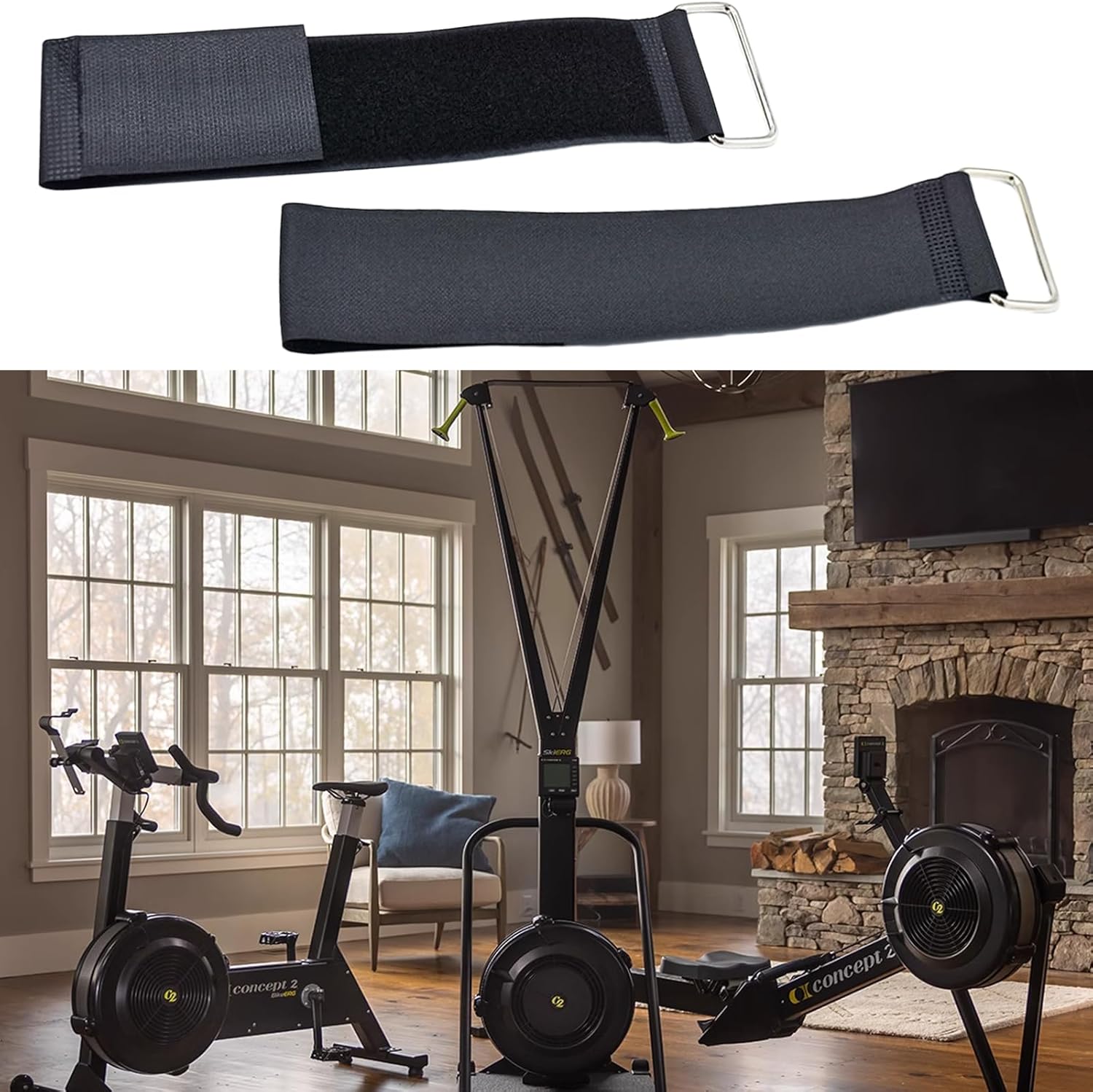 1 Pair 50cm Universal Overlength Rowing Machine Foot Straps Elliptical Machine Pedals Straps Rowing Machine Pedal Trainer Straps Leg Training for Fitness Home Sports Office Accessories - Image 5