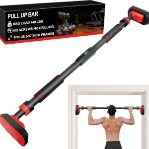 TOPOKO Pull Up Bar for Doorway, Strength Training Chin Up Bar without Screws – Adjustable Width with Locking Mechanism, Non-Slip Heavy Duty Pull-up Bar for Home Gym, Max Load 440lbs