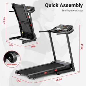 THERUN Incline Treadmill for Running and Walking, 300 lbs Weight Capacity, Wide Belt, 3.0 HP, 18″ LED Screen, 2 Layers Shock-Absorbing