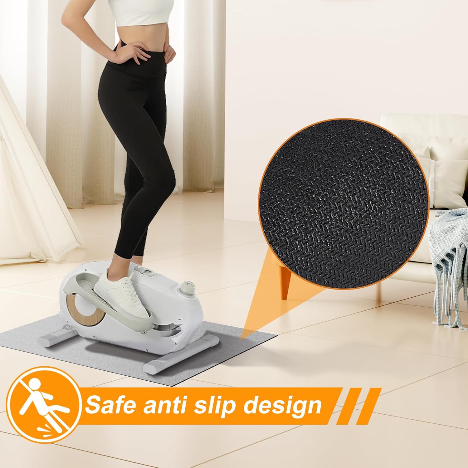 Mini Stair Stepper Mats, Exercise Non-Slip Workout Mat for Ellipse Leg Exerciser Elliptical Mat Non-Slip Under Desk Suitable for Seniors Electric Seated Foot Pedal Exerciser, Dark Grey - Image 6