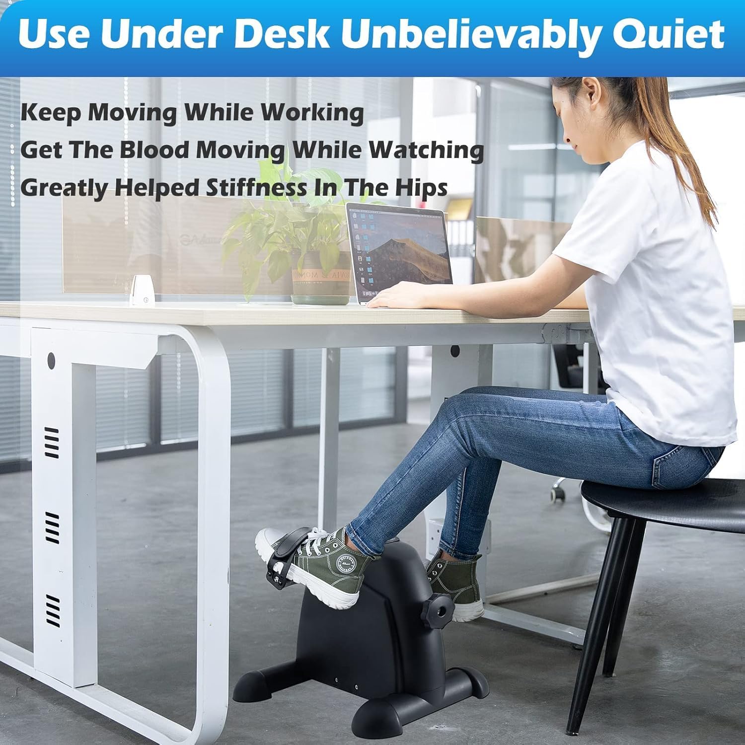 TABEKE Under Desk Bike Pedal Exerciser - Mini Exercise Bike for Arm/Leg Exercise, Pedal Exerciser for Seniors with LCD Display - Image 3