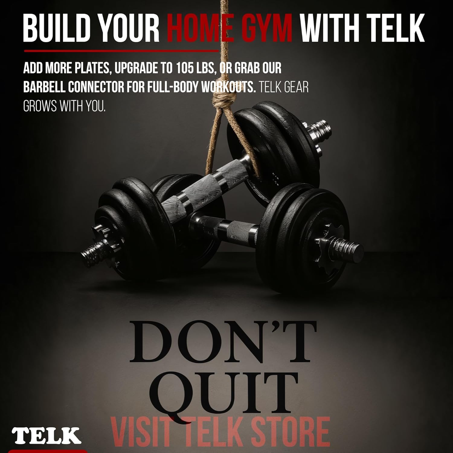 TELK – Adjustable Dumbbell Set – Home Gym Weight Set with Baked Enamel Cast Iron Plates – Space-Saving Free Weights for Strength Training - Image 7