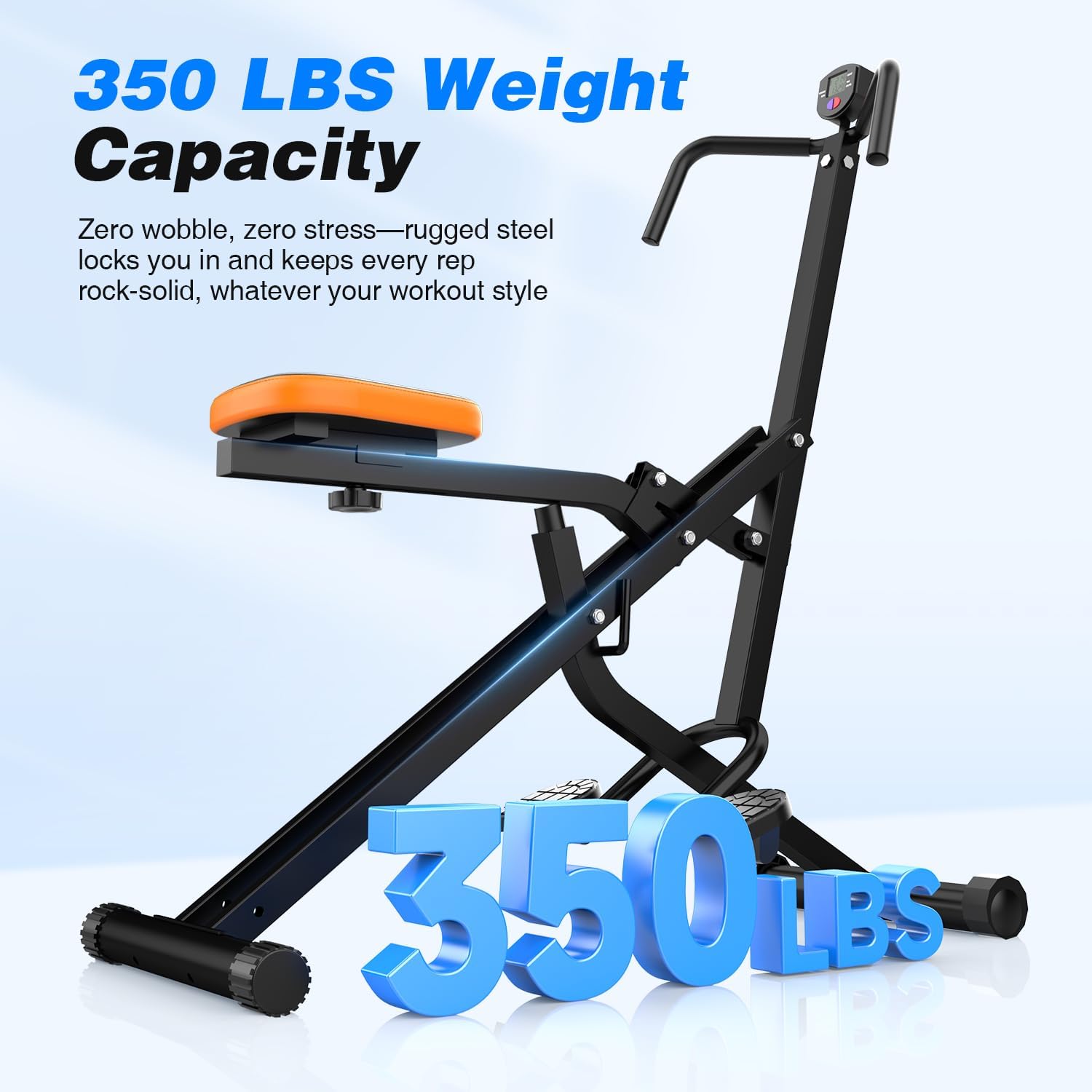 OWLSKY Squat Rowing Machine for Home Gym, Compact Foldable Squat Exercise Machine with LCD Monitor, Low-Impact Workout, Adjustable Seat, 350 LBS, Full-Body Fitness Equipment - Image 4