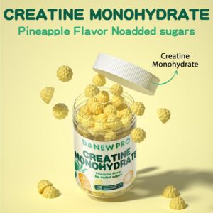 Creatine Monohydrate Gummies for Men & Women, Creatine Monohydrate for Muscle Strength, Muscle Builder, Energy Boost, Pre-Workout Supplement(120 Count)-Pineapple Flavor.